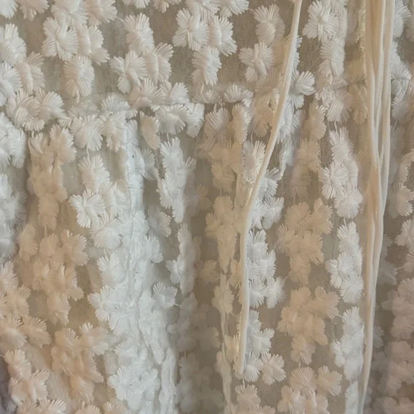 Zara White Floral Textured Babydoll Dress/Tunic - Size XL - Picture 7 of 10